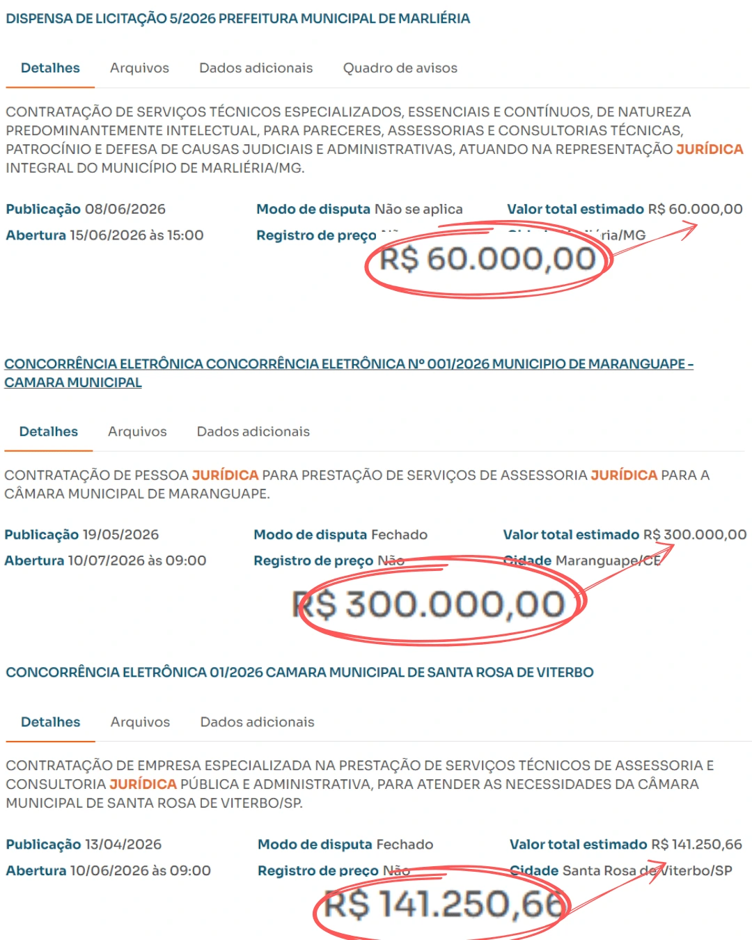 Exemplo de licitação real — Advocacia 2