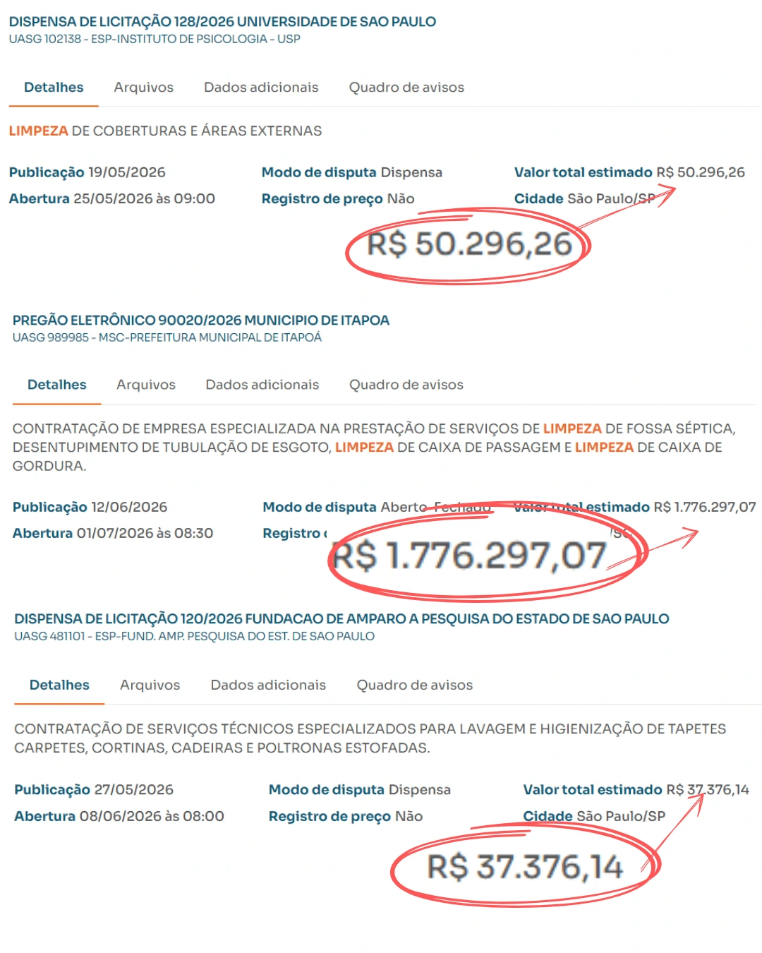 Exemplo de licitação real — Limpeza e Conservação 1